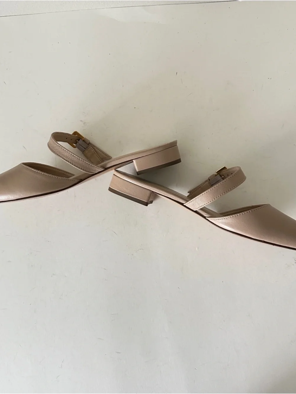 NEW Bruno Magli Pasha Nude Leather Slingback Mules with Gold Buckle, Sz 37.5 - Picture 7 of 13